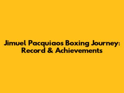 Jimuel Pacquiao's Boxing Journey: Record & Achievements