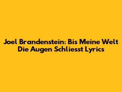Joel Brandenstein: Bis Meine Welt Die Augen Schliesst Lyrics