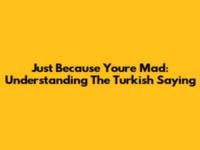 Just Because You're Mad: Understanding The Turkish Saying