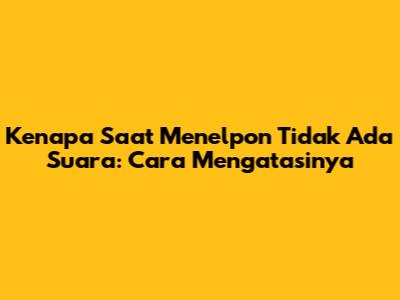 Kenapa Saat Menelpon Tidak Ada Suara: Cara Mengatasinya