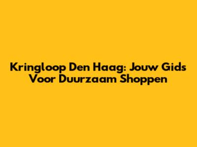 Kringloop Den Haag: Jouw Gids Voor Duurzaam Shoppen