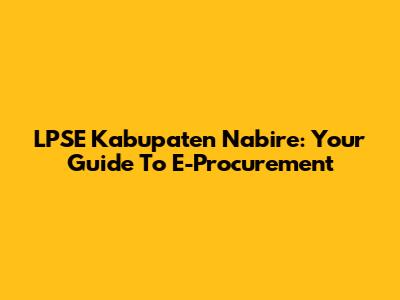 LPSE Kabupaten Nabire: Your Guide To E-Procurement