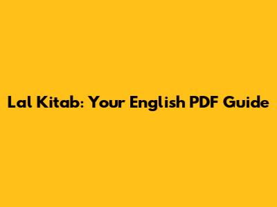 Lal Kitab: Your English PDF Guide