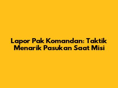 Lapor Pak Komandan: Taktik Menarik Pasukan Saat Misi