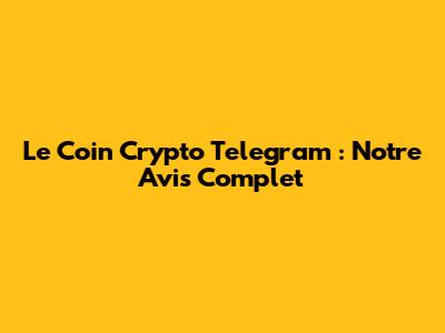 Le Coin Crypto Telegram : Notre Avis Complet