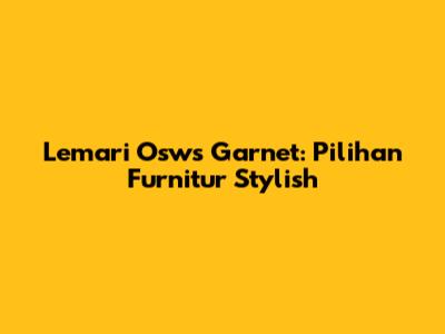 Lemari Osws Garnet: Pilihan Furnitur Stylish