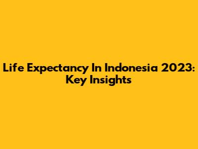 Life Expectancy In Indonesia 2023: Key Insights