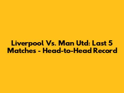 Liverpool Vs. Man Utd: Last 5 Matches - Head-to-Head Record