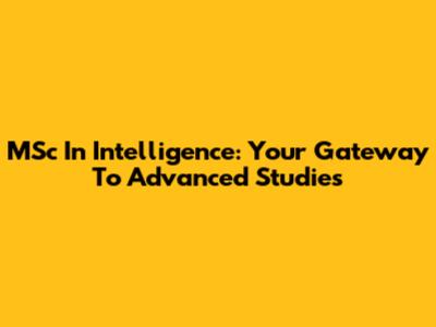 MSc In Intelligence: Your Gateway To Advanced Studies