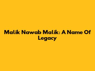 Malik Nawab Malik: A Name Of Legacy