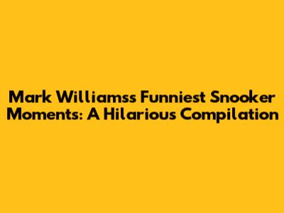 Mark Williams's Funniest Snooker Moments: A Hilarious Compilation