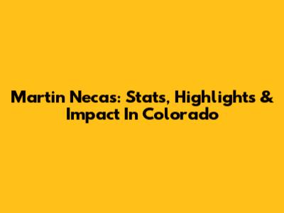 Martin Necas: Stats, Highlights & Impact In Colorado
