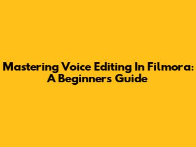 Mastering Voice Editing In Filmora: A Beginner's Guide
