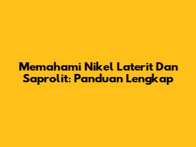 Memahami Nikel Laterit Dan Saprolit: Panduan Lengkap