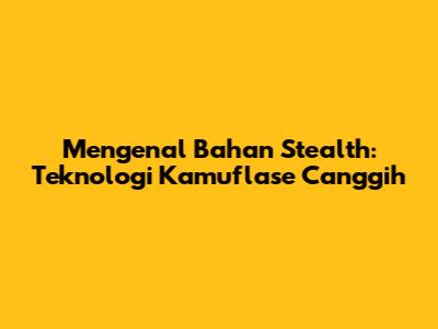 Mengenal Bahan Stealth: Teknologi Kamuflase Canggih