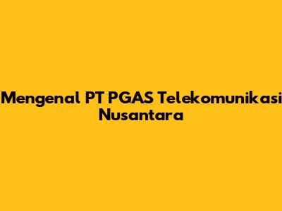 Mengenal PT PGAS Telekomunikasi Nusantara