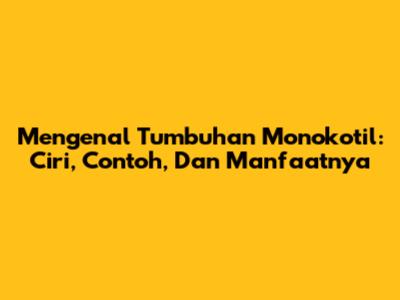 Mengenal Tumbuhan Monokotil: Ciri, Contoh, Dan Manfaatnya
