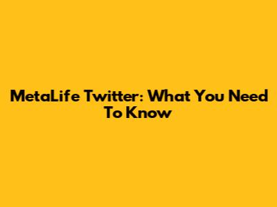 MetaLife Twitter: What You Need To Know