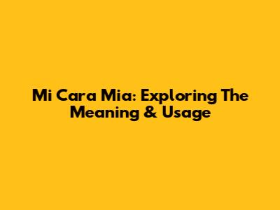 Mi Cara Mia: Exploring The Meaning & Usage