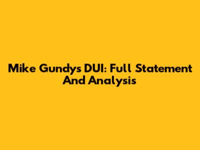 Mike Gundy's DUI: Full Statement And Analysis