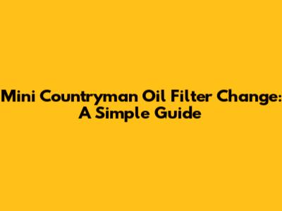 Mini Countryman Oil Filter Change: A Simple Guide
