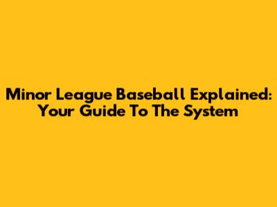 Minor League Baseball Explained: Your Guide To The System