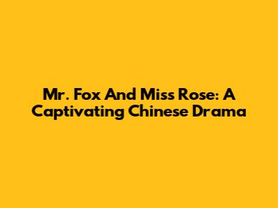 Mr. Fox And Miss Rose: A Captivating Chinese Drama