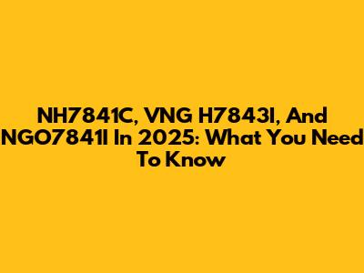 NH7841C, VNG H7843I, And NGO7841I In 2025: What You Need To Know