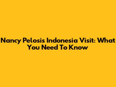 Nancy Pelosi's Indonesia Visit: What You Need To Know