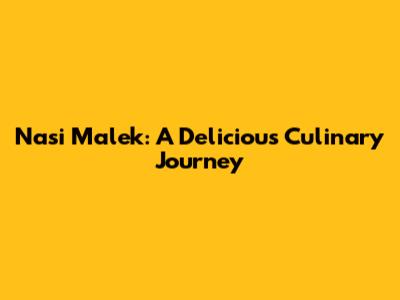 Nasi Malek: A Delicious Culinary Journey