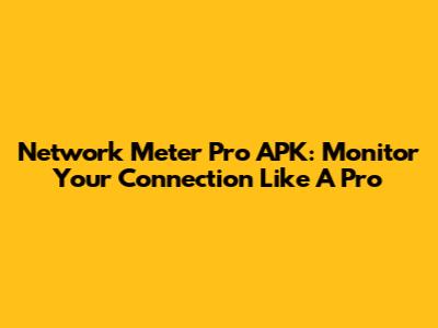 Network Meter Pro APK: Monitor Your Connection Like A Pro