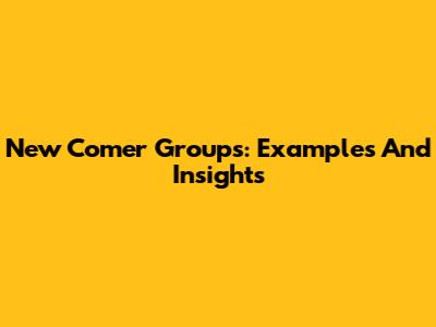 New Comer Groups: Examples And Insights