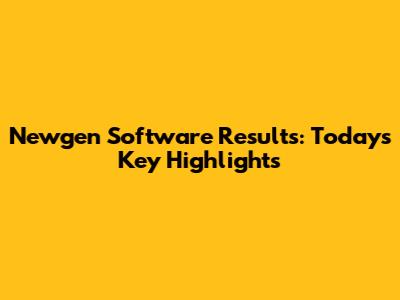 Newgen Software Results: Today's Key Highlights