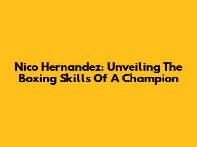 Nico Hernandez: Unveiling The Boxing Skills Of A Champion