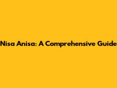 Nisa Anisa: A Comprehensive Guide