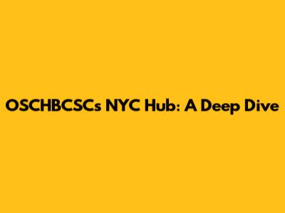 OSCHBCSC's NYC Hub: A Deep Dive