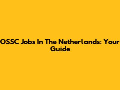 OSSC Jobs In The Netherlands: Your Guide