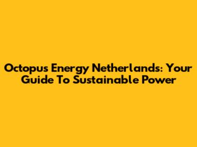 Octopus Energy Netherlands: Your Guide To Sustainable Power