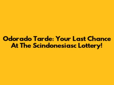 Odorado Tarde: Your Last Chance At The Scindonesiasc Lottery!