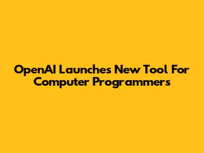 OpenAI Launches New Tool For Computer Programmers
