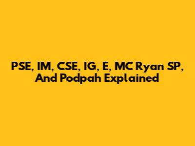 PSE, IM, CSE, IG, E, MC Ryan SP, And Podpah Explained