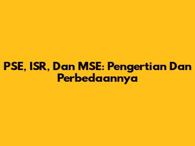 PSE, ISR, Dan MSE: Pengertian Dan Perbedaannya