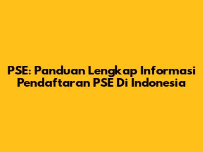 PSE: Panduan Lengkap Informasi Pendaftaran PSE Di Indonesia