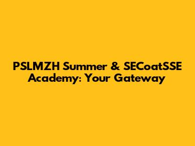 PSLMZH Summer & SECoatSSE Academy: Your Gateway
