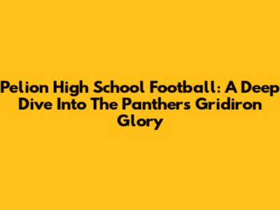 Pelion High School Football: A Deep Dive Into The Panthers' Gridiron Glory