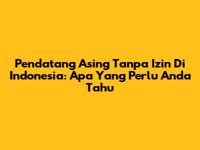 Pendatang Asing Tanpa Izin Di Indonesia: Apa Yang Perlu Anda Tahu
