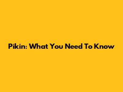 Pikin: What You Need To Know