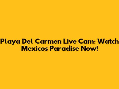 Playa Del Carmen Live Cam: Watch Mexico's Paradise Now!