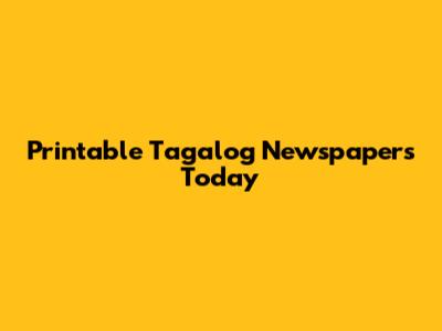 Printable Tagalog Newspapers Today