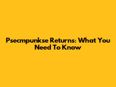 Psecmpunkse Returns: What You Need To Know